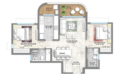 Crown Residences 3 BHK Gold floor plan